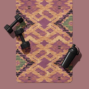 Violet Ember Ikat Yoga Mat in Orange & Purple