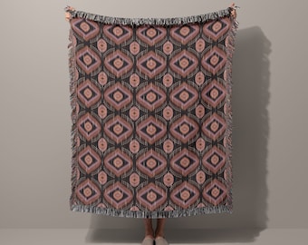 Abstract Boho Jacquard Throw Blanket Tapestry