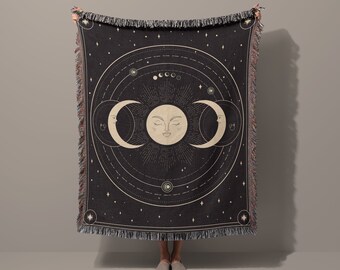 Sun and Moons-wandtapijt met jacquarddeken