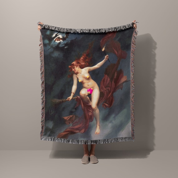 Festival of the Witches Blanket – Gothic Halloween Woven Throw, Witchy Tapestry Decor