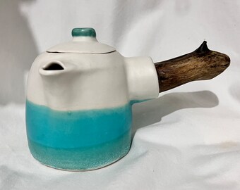 Teapot - teal - porcelain - aqua