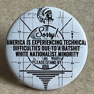 Anti Trump Pin-Back or Magnet . Anti White Nationalist.