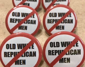 Demokratische Pin-Backs ""No Old White Republikan Men"" 6er-Pack."