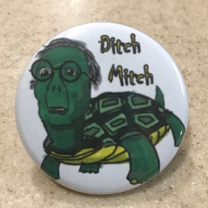 Mitch McConnell &quot;Ditch Mitch&quot; 2-Pack, Turtle Pin-Back 1 1/2 inch