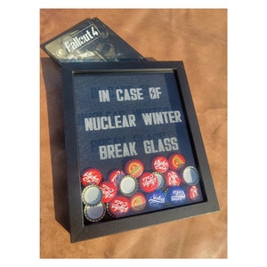 Fallout Wastelander Emergency Survival Caps Stash Shadow Box Wall Hanger Nuka