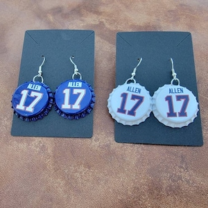 Josh Allen Jersey Bottle Cap Earrings