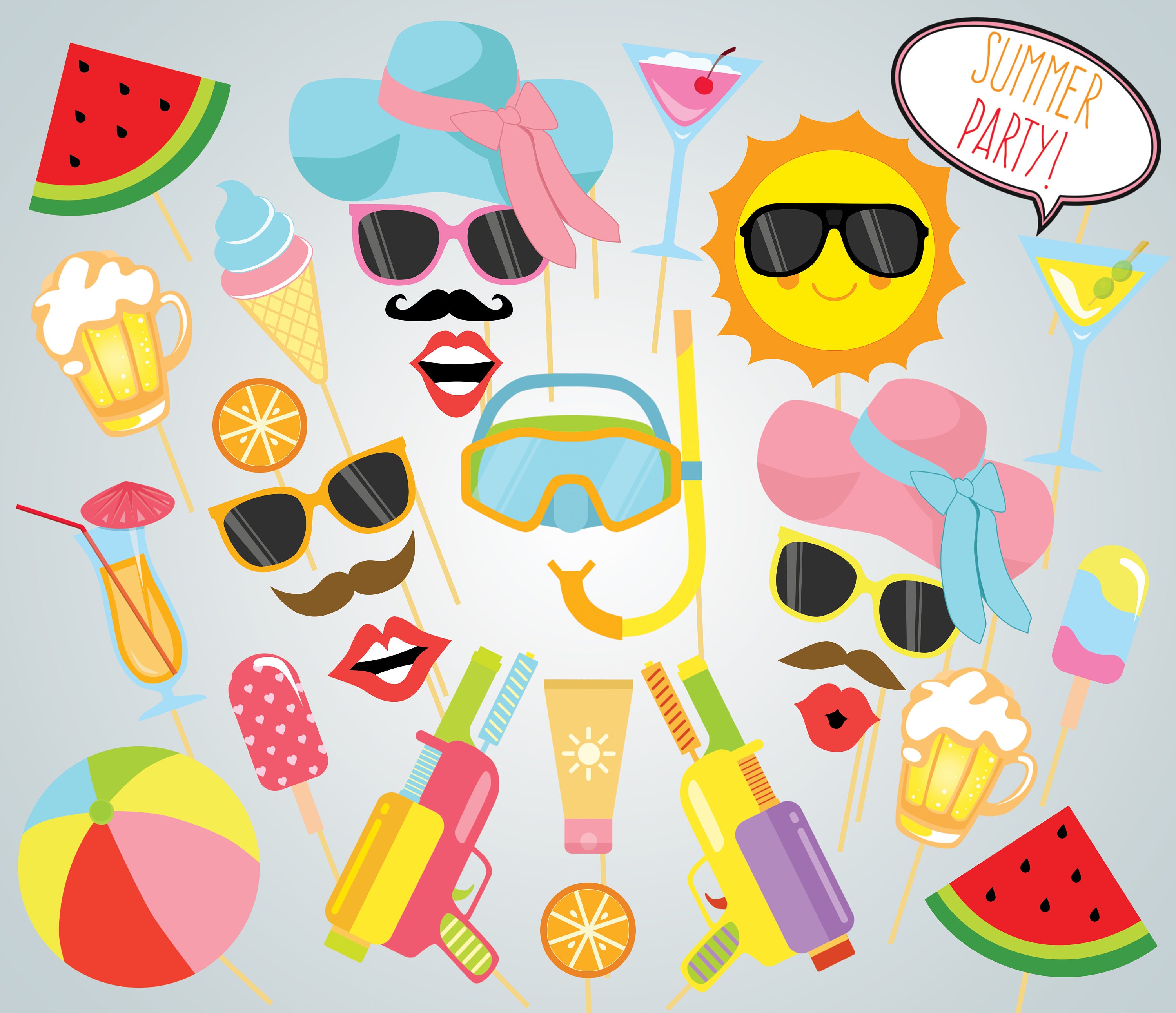 Imprimible verano fiesta foto Booth Props Beach Party - Etsy España