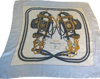 Pañuelo de seda vintage HERMÈS de 90 cm de H Grygkar "Novias de gala"