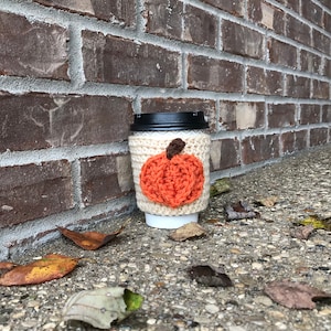 Pumpkin coffee cozy crochet pattern, crochet pattern, crochet coffee cozy, pumpkin coffee cozy, fall coffee cozy, fall crochet coffee cozy image 1