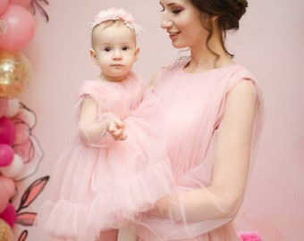 birthday party dress for baby girl and mom