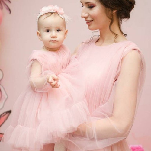 Mommy and Me Matching Dresses Dusty Blue Tulle Family Look | Etsy