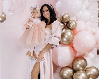 mother and daughter combo dresses festive Royal Blue Mother Daughter Matching Gowns MGD112 main image 0