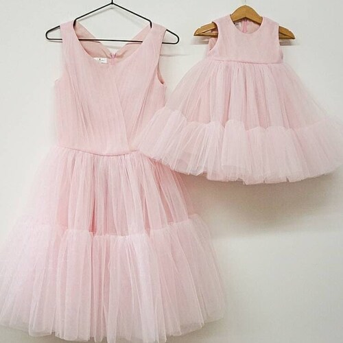 Mommy and Me Matching Dresses Rose Pink Tulle Family Look - Etsy