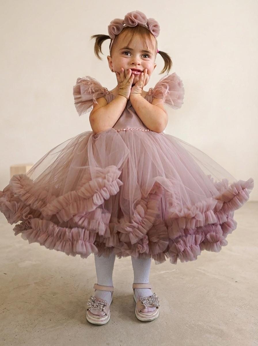 cute pink puffy dress 14.5 inches Neckline Length (Shoulder to Feet):50 Inches pink fluffy dress Ohio Bridal Outlet Ken's Essentials Classic Caesar