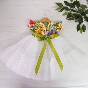 Abito battesimale in stile ucraino, lino a maniche lunghe battesimo vyshyvanka vestito per bambini, regalo ucraino, abito tradizionale