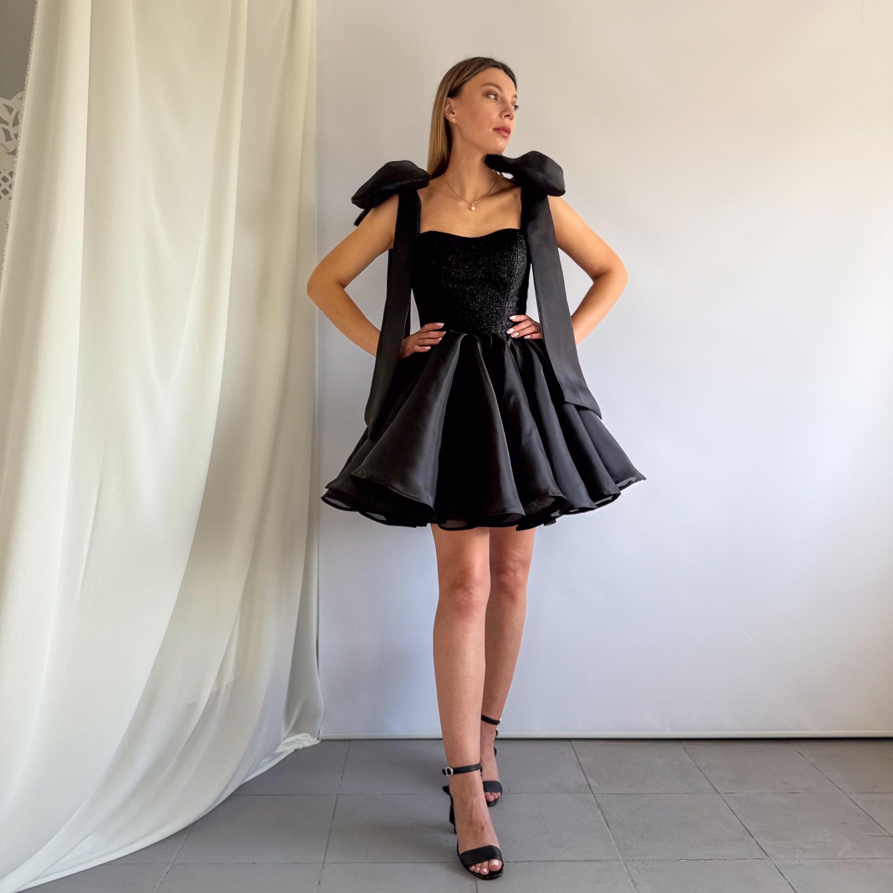 short black poofy dress Puffy The Jessamy mini dress LBS Women's Plus Size Round Color:Navy*