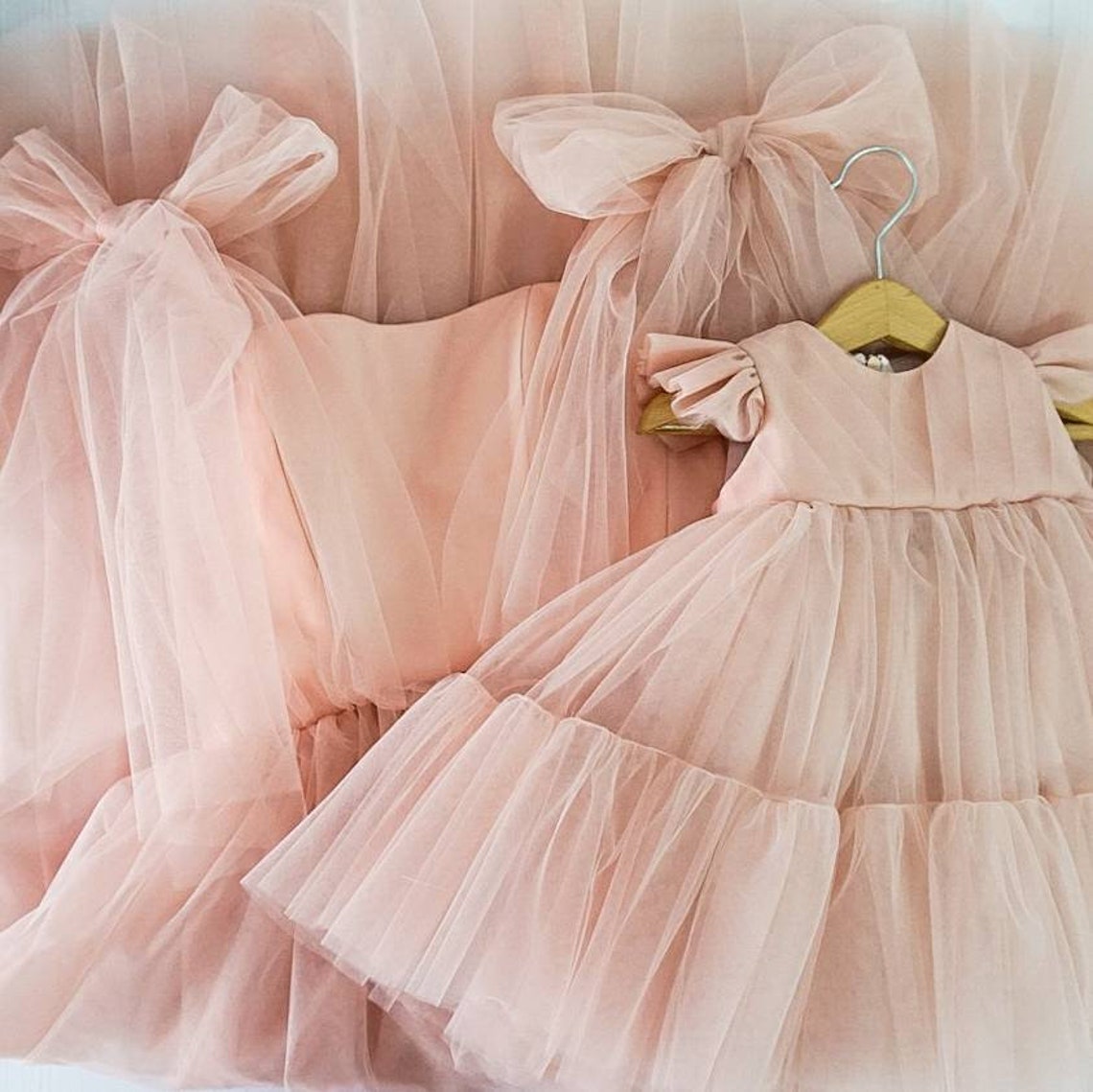 Mommy and Me Matching Dresses Rose Pink Tulle Family Look | Etsy