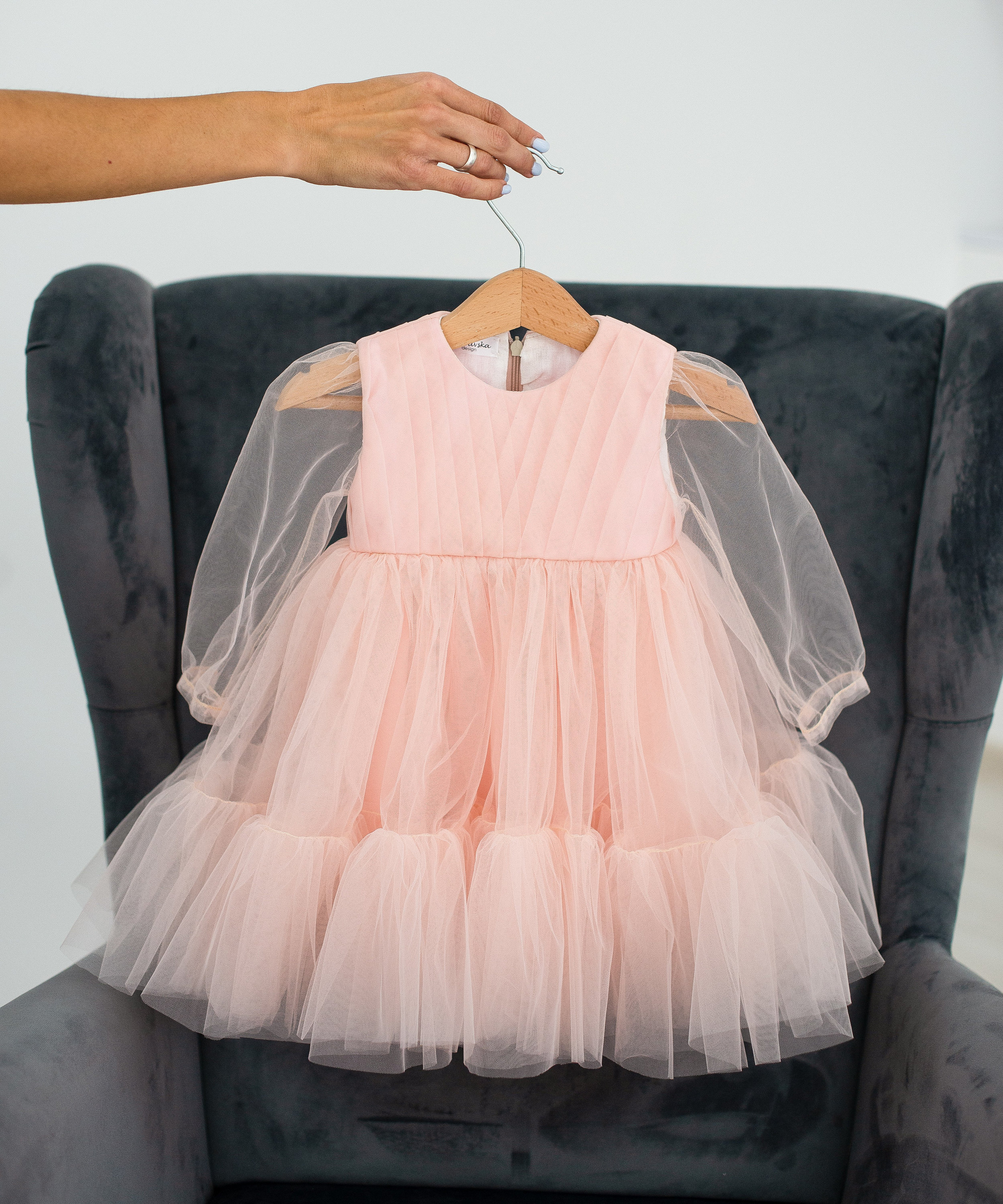 Baby Girl 1st Birthday Tulle Dress Long Sleeve Blush Pink Etsy