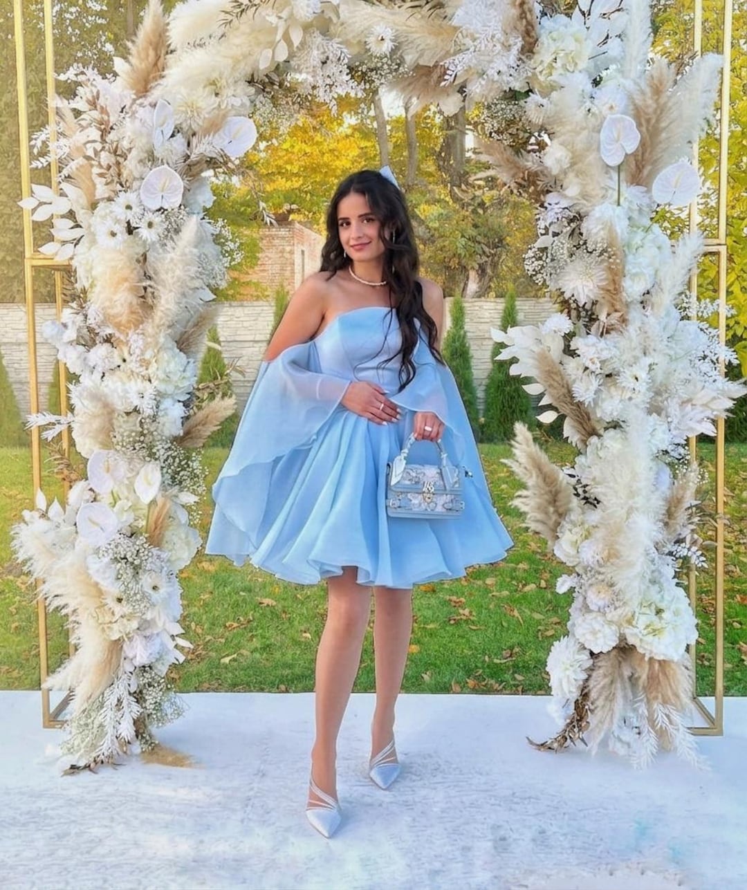 white formal dresses long Dress T820W by Amoris Off / 2XLarge STRAPLESS DRESSES BABARONI Lace Periwinkle Bridesmaid Photo Print Size:4x6