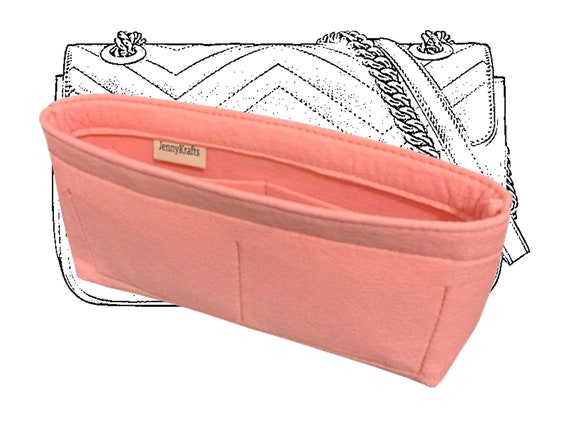 For [Small Classic Double Flap] (Slim with Zipper) Purse Insert Bag  Organizer Shaper, Liner Protector