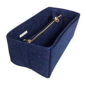 For Carmel Organizer (w/ Detachable Zipper Bag), Tote Felt Purse Insert, Laptop iPad Pocket, Zip Metal Gold Makeup