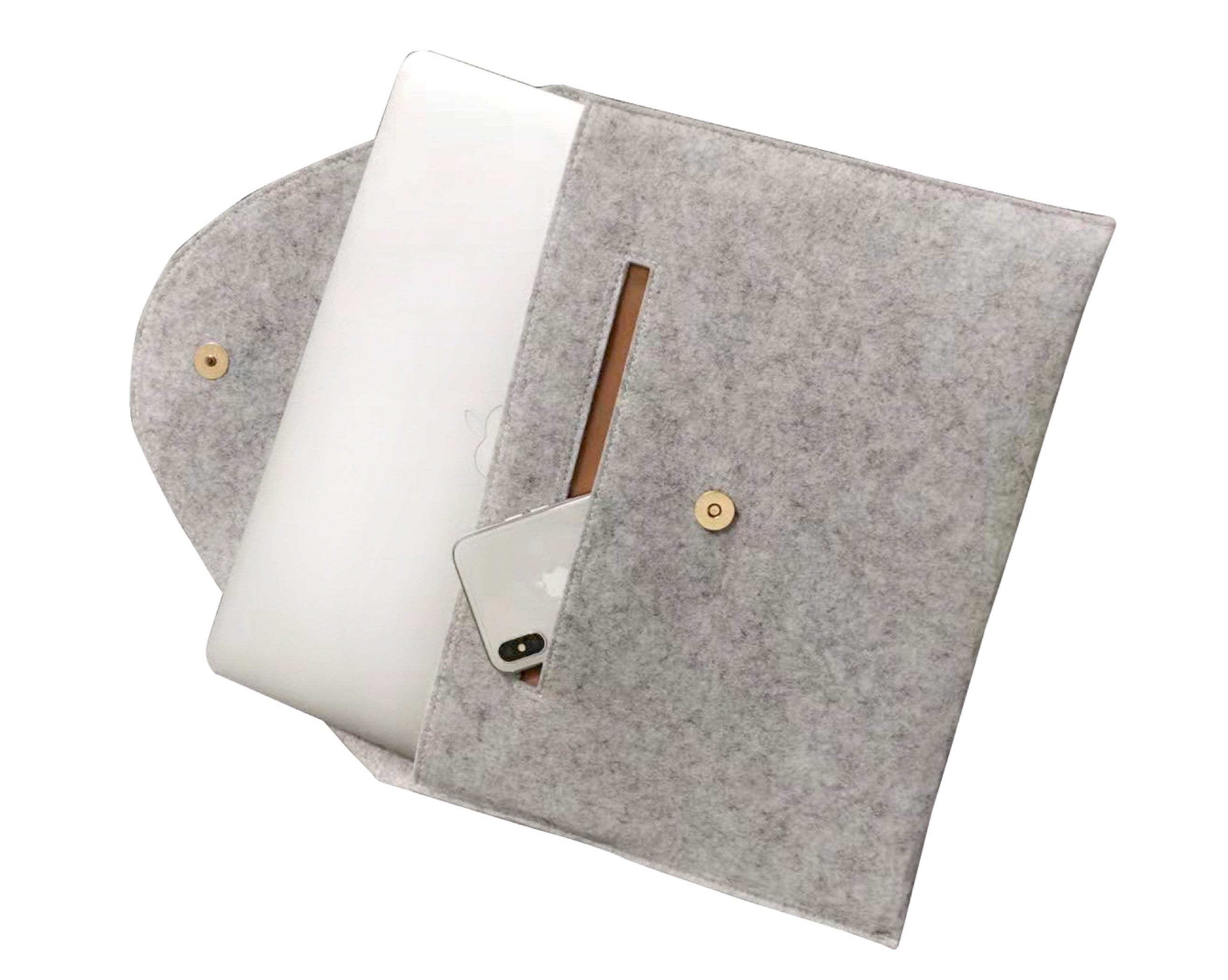 Felt Laptop Bag Organizer Sleeve Pocket With Metal Etsy