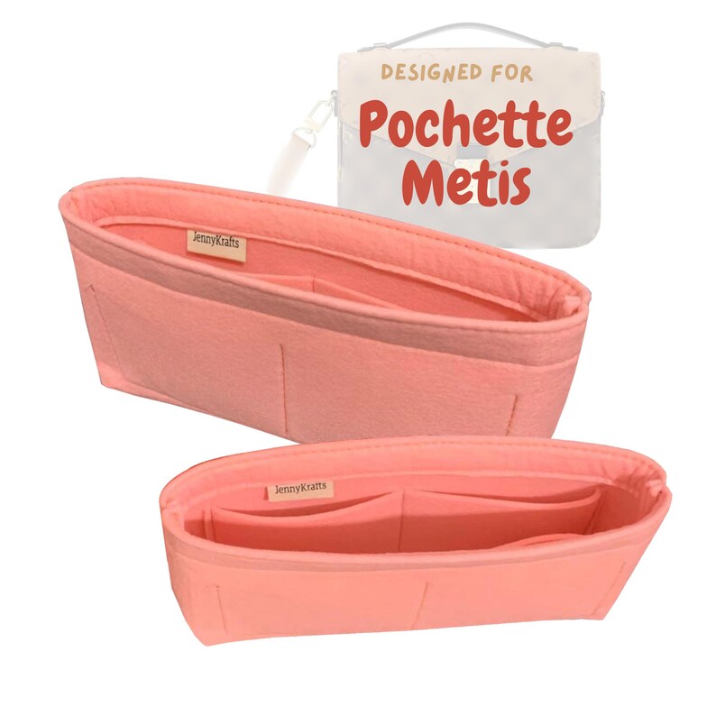 For [Pochette Metis, East West EW] Bag Organizers, Set of 2, A Pair of Liner Protectors, Felt Bag Purse Insert Handbag (Style Slim)