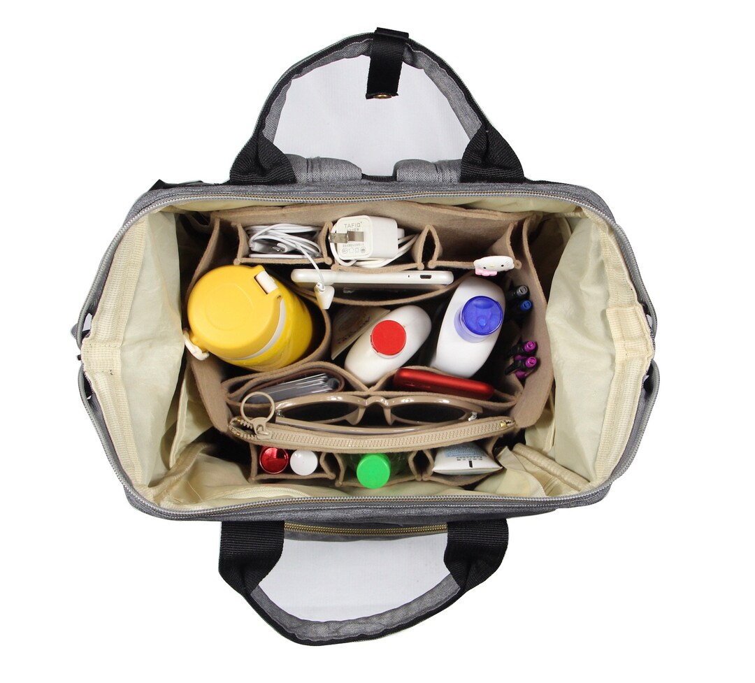 Discovery Backpack Organizer] Felt Purse Insert, Bag in Bag, Customiz
