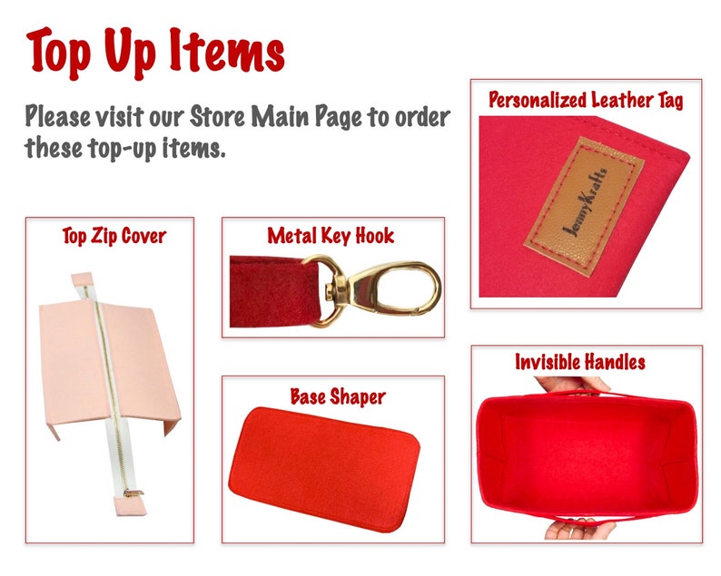 Customizable Organizer w/ Detachable Zipper Bag, Tote Felt Purse Insert, Cosmetic Makeup Diaper Handbag, Zipped Belongings Pocket image 3