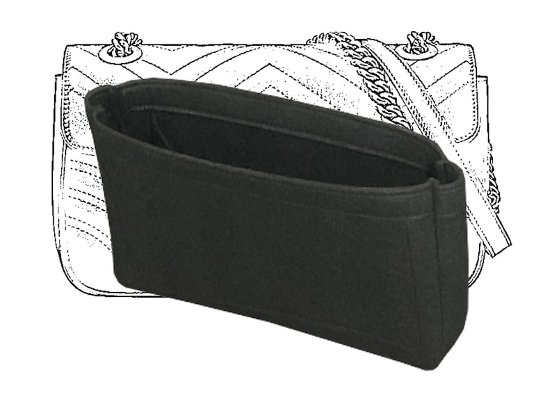 GG Marmont Purse Organizer Insert Shaper, Liner Protector (Slim Design), Customizable Lining Tote Bag Insert Cosmetic Makeup Diaper image 4