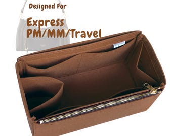 Para [Bolsa Express] Organizador de inserción, MM PM Viaje Grande Mediano Pequeño Mini, Bolso (con cremallera simple y portabotellas)