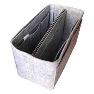 For [Onth.go, Large Medium Small, GM MM PM Bb, East West] Tote Bag Organizer, Felt Insert Purse Organiser Shaper (w/ Detachable Zipper Bag) Light Grey