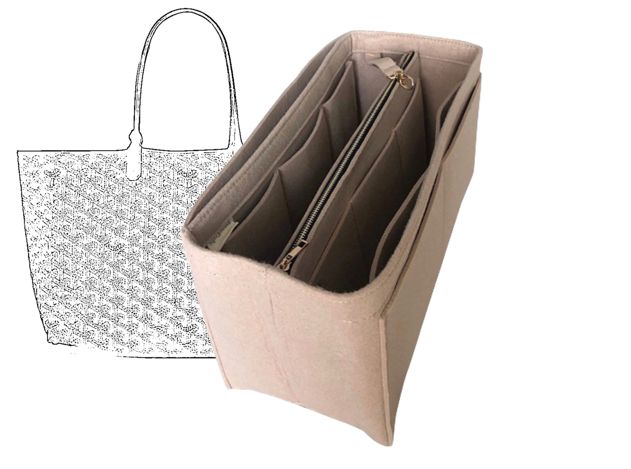 𝐁𝐍𝐂𝐓👜]🧡 Goyard Saint Louis Tote Bag Organizer, Felt Bag In Bag  Customized Organiser