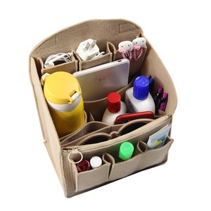 Customizable Backpack Organizer Felt Insert (Rounded Top with Handle), Travel Bag Purse Tote Shaper Mummy Bag