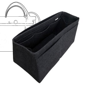 Organizer for HERBAG 31 39 52 Style W Tapered Bag, Tote Felt Purse Insert, Cosmetic Makeup Diaper Handbag Organiser Black