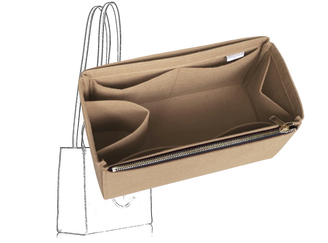 For telfar Shopping Bag S/M/L Felt Organizer w/ Single Zip and Water Bottle Holder, Tote Purse