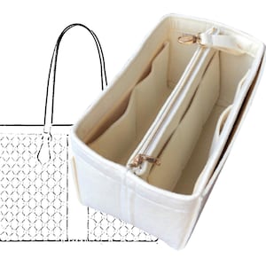 Organizer for Ophidia GG Soft Tote (w/ Detachable Zipper Bag) Tote Felt Purse Insert Handbag Shaper Fit Laptop iPad