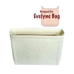 For [Evelyne Bag] 16 29 33 40 PM GM Tpm Tgm Mini Size, Tote Purse Insert Organizer Liner Protector Beige, Slim with Zip Pocket (SlimZip)