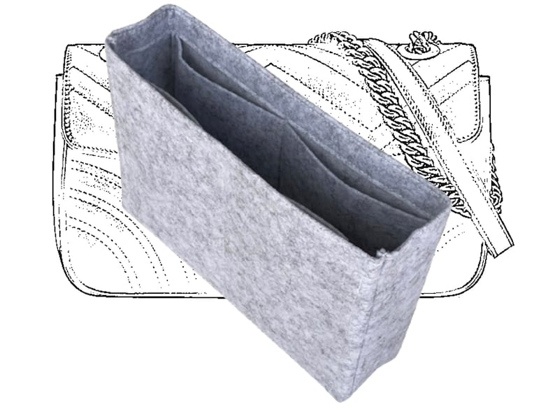 GG Marmont Purse Organizer Insert Shaper, Liner Protector (Slim Design), Customizable Lining Tote Bag Insert Cosmetic Makeup Diaper image 6