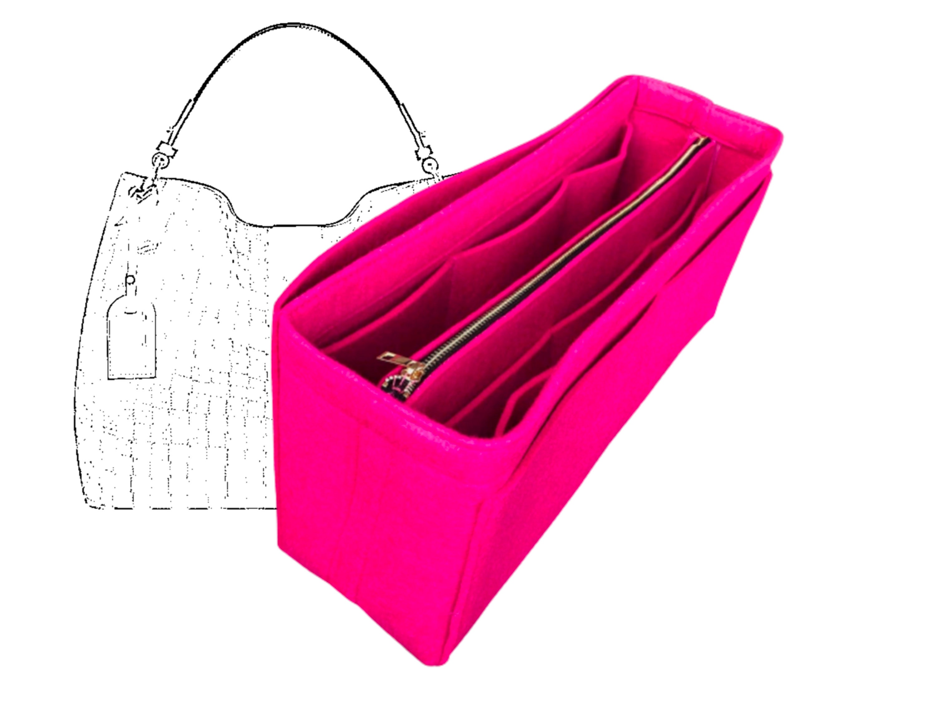 Suedette Singular Style Leather Handbag Organizer for Louis Vuitton Graceful  PM and Graceful MM in Fuchsia