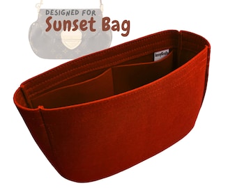 For [Sunset Bag] Purse Insert Organizer, Slim Zip Pocket, Round Curved Base, Felt Insert (SlimRound)