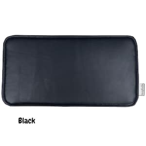 May include: A rectangular black leatherette product with rounded corners. The word "Black" is printed in a bold, white font at the bottom of the image. A small, rectangular tag is on the right side.