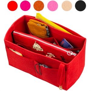 Customizable Organizer w/ Detachable Zipper Bag, Tote Felt Purse Insert, Cosmetic Makeup Diaper Handbag, Zipped Belongings Pocket image 7