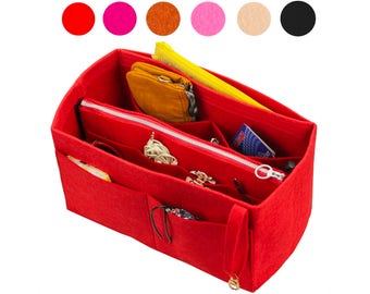 Customizable Organizer (w/ Detachable Zipper Bag), Tote Felt Purse Insert, Cosmetic Makeup Diaper Handbag Zipped Belongings Pocket