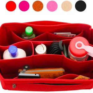 Customizable Organizer w/ Detachable Compartments Tote Felt Purse Insert Cosmetic Makeup Diaper Hand Bag Zipped Belongings Pocket image 5