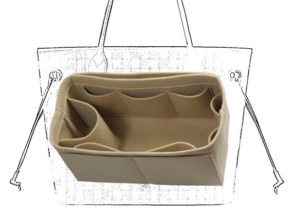 [Neverfull GM mm PM] Felt Tote Bag Organizer, Purse Insert (3mm Felt, Detachable Pouch w/ Metal Zip)