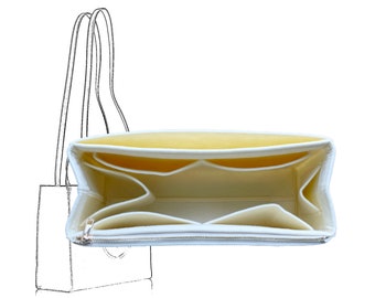 For [Telfar Shopping Bag S/M/L] Felt Organizer (w/ Single Zip and Water Bottle Holder), Tote Purse Insert Liner