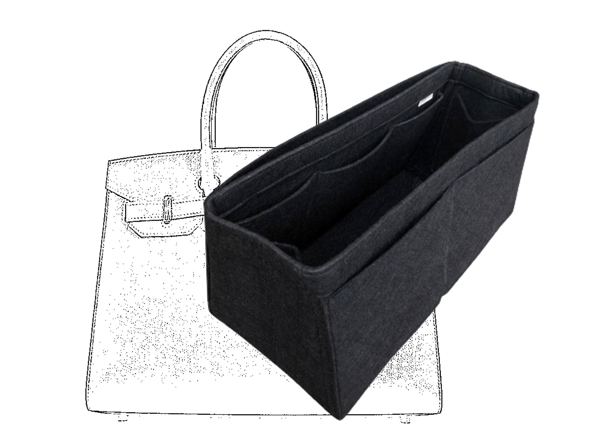 Speedy 40 35 30 25] Felt Tote Bag Organizer, Purse Insert (3mm Felt,  Detachable Pouch w/ Metal Zip) - JennyKrafts
