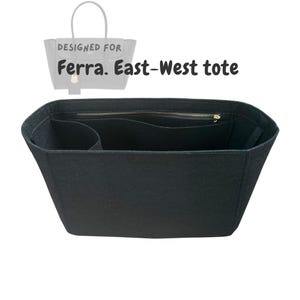 [Ferra. East-West tote] トートバッグ用インサートオーガナイザー、XL L M S、フェルト製オーガナイザーライナーシェイパー（スタイル：長方形）