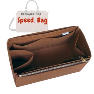 For [Speedy Bag, Size 25 30 35 40 Nano 20 22 Min HL] Bag Insert Organizer, Large Medium Small, Tote (w/ Single Zip and Water Bottle Holder)